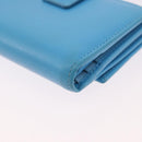 Salvatore Ferragamo Gancini Trifold Wallet Leather Light Blue Gold Auth 186604-16
