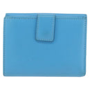 Salvatore Ferragamo Gancini Trifold Wallet Leather Light Blue Gold Auth 186604-2