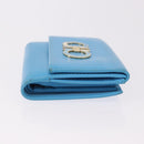 Salvatore Ferragamo Gancini Trifold Wallet Leather Light Blue Gold Auth 186604-3