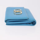 Salvatore Ferragamo Gancini Trifold Wallet Leather Light Blue Gold Auth 186604-4