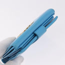 Salvatore Ferragamo Gancini Trifold Wallet Leather Light Blue Gold Auth 186604-5