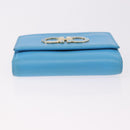 Salvatore Ferragamo Gancini Trifold Wallet Leather Light Blue Gold Auth 186604-6