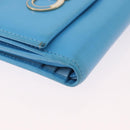 Salvatore Ferragamo Gancini Trifold Wallet Leather Light Blue Gold Auth 186604-7