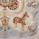 HERMES Carre 90 Scarf ""Paperoles"" Silk Light Blue Auth 186608-10