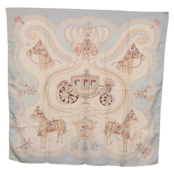 HERMES Carre 90 Scarf ""Paperoles"" Silk Light Blue Auth 186608