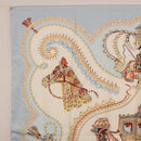 HERMES Carre 90 Scarf ""Paperoles"" Silk Light Blue Auth 186608-2