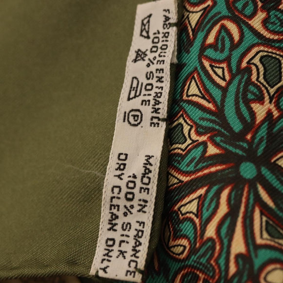 HERMES Carre 90 Scarf ""ART des STEPPES"" Silk Khaki Auth 186609