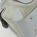 Salvatore Ferragamo Gancini Hand Bag Leather Suede Light Blue Silver Auth 186612-15