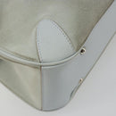 Salvatore Ferragamo Gancini Hand Bag Leather Suede Light Blue Silver Auth 186612-17