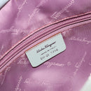 Salvatore Ferragamo Gancini Hand Bag Leather Suede Light Blue Silver Auth 186612-11