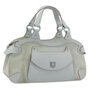 Salvatore Ferragamo Gancini Hand Bag Leather Suede Light Blue Silver Auth 186612-1