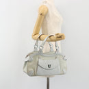 Salvatore Ferragamo Gancini Hand Bag Leather Suede Light Blue Silver Auth 186612-25