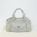 Salvatore Ferragamo Gancini Hand Bag Leather Suede Light Blue Silver Auth 186612-12