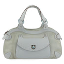 Salvatore Ferragamo Gancini Hand Bag Leather Suede Light Blue Silver Auth 186612-13