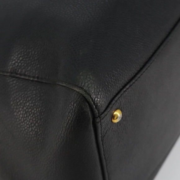 CHANEL Chain Shoulder Bag Caviar Skin Black Gold CC Auth 186613V