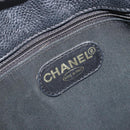 CHANEL Chain Shoulder Bag Caviar Skin Black Gold CC Auth 186613V-17