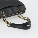 CHANEL Chain Shoulder Bag Caviar Skin Black Gold CC Auth 186613V-7