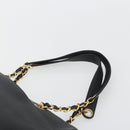 CHANEL Chain Shoulder Bag Caviar Skin Black Gold CC Auth 186613V-8