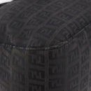 FENDI Zucchino Canvas Mamma Baguette Shoulder Bag Black Silver Auth 186623A-9