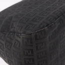 FENDI Zucchino Canvas Mamma Baguette Shoulder Bag Black Silver Auth 186623A-15
