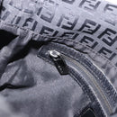 FENDI Zucchino Canvas Mamma Baguette Shoulder Bag Black Silver Auth 186623A-23