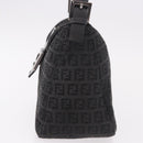 FENDI Zucchino Canvas Mamma Baguette Shoulder Bag Black Silver Auth 186623A-3