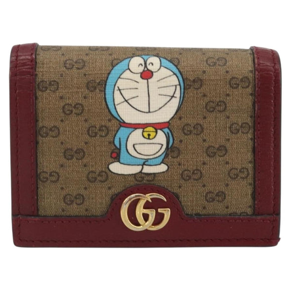 GUCCI Micro GG Supreme Doraemon Compact Wallet PVC Beige 647788 Auth 186625A