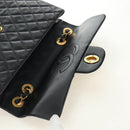 CHANEL Big Matelasse Chain Shoulder Bag Lamb Skin Black Gold CC Auth 186631SAV-20