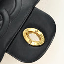 CHANEL Big Matelasse Chain Shoulder Bag Lamb Skin Black Gold CC Auth 186631SAV-21