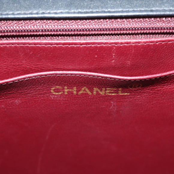 CHANEL Big Matelasse Chain Shoulder Bag Lamb Skin Black Gold CC Auth 186631SAV