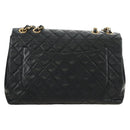 CHANEL Big Matelasse Chain Shoulder Bag Lamb Skin Black Gold CC Auth 186631SAV-2