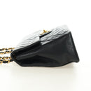CHANEL Big Matelasse Chain Shoulder Bag Lamb Skin Black Gold CC Auth 186631SAV-3