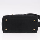 Christian Dior Lady Delight Hand Bag Canvas 2way Black Gold Auth 186632SAM-5
