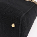 Christian Dior Lady Delight Hand Bag Canvas 2way Black Gold Auth 186632SAM-16