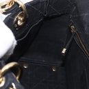 Christian Dior Lady Delight Hand Bag Canvas 2way Black Gold Auth 186632SAM-22