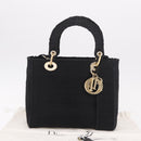 Christian Dior Lady Delight Hand Bag Canvas 2way Black Gold Auth 186632SAM-12