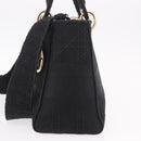 Christian Dior Lady Delight Hand Bag Canvas 2way Black Gold Auth 186632SAM-3