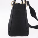 Christian Dior Lady Delight Hand Bag Canvas 2way Black Gold Auth 186632SAM-4