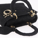Christian Dior Lady Delight Hand Bag Canvas 2way Black Gold Auth 186632SAM-6