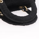 Christian Dior Lady Delight Hand Bag Canvas 2way Black Gold Auth 186632SAM-7