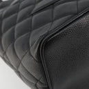CHANEL Standard Tote Bag Caviar Skin Black Gold CC Auth 186633SAM-15