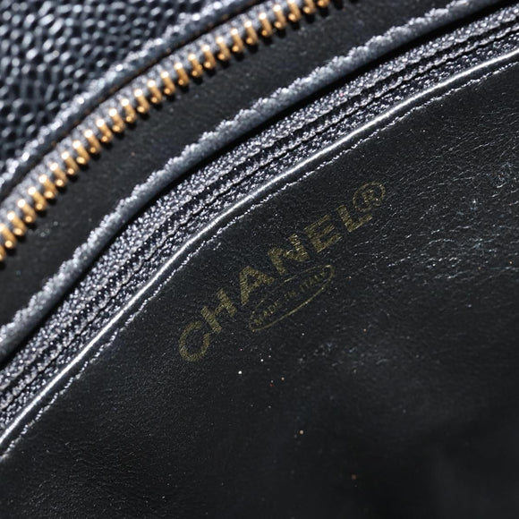 CHANEL Standard Tote Bag Caviar Skin Black Gold CC Auth 186633SAM