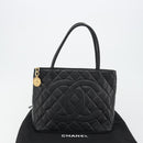 CHANEL Standard Tote Bag Caviar Skin Black Gold CC Auth 186633SAM-12