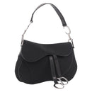 Christian Dior Saddle Shoulder Bag Nylon Black Silver Auth 186635A-1
