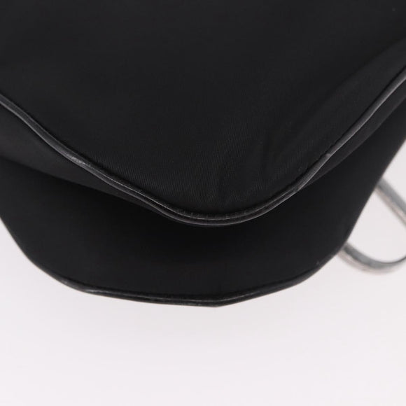 Christian Dior Saddle Shoulder Bag Nylon Black Silver Auth 186635A