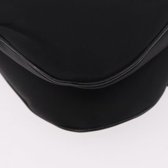 Christian Dior Saddle Shoulder Bag Nylon Black Silver Auth 186635A