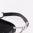 Christian Dior Saddle Shoulder Bag Nylon Black Silver Auth 186635A-14
