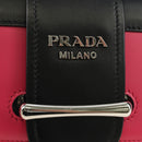 PRADA Sydney Chain Shoulder Bag Leather 2way Black Pink Silver Auth 186637SAM-22