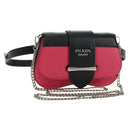 PRADA Sydney Chain Shoulder Bag Leather 2way Black Pink Silver Auth 186637SAM-1