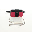 PRADA Sydney Chain Shoulder Bag Leather 2way Black Pink Silver Auth 186637SAM-12